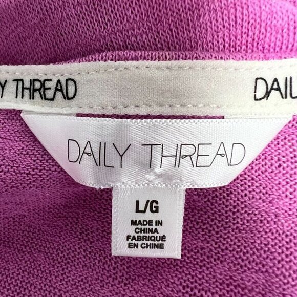 Daily Thread Women Pink Knitted V-Neck Long Sleeves Sweater Top Size Large New - Picture 7 of 9